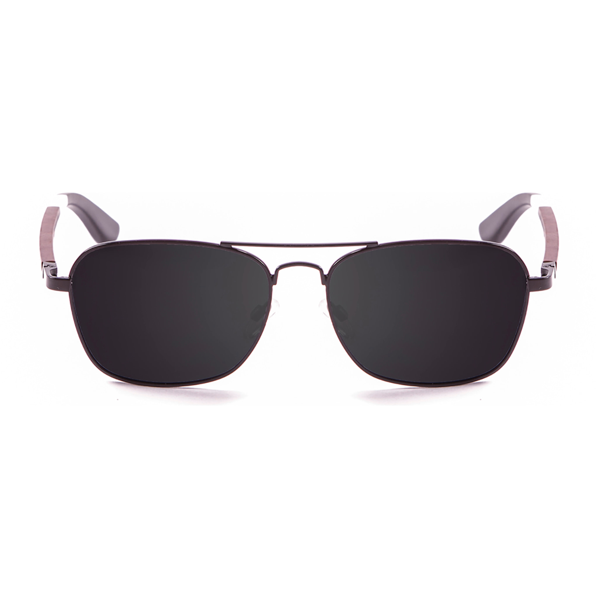 Gafas de sol OCEAN SORRENTO - De brazo negro de madera de peral con montura frontal de metal negro mate / Ahumada