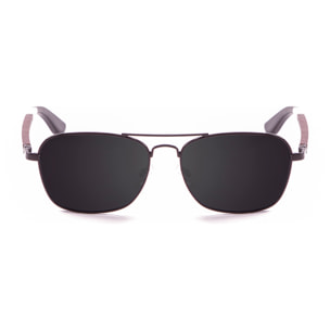 Gafas de sol OCEAN SORRENTO - De brazo negro de madera de peral con montura frontal de metal negro mate / Ahumada