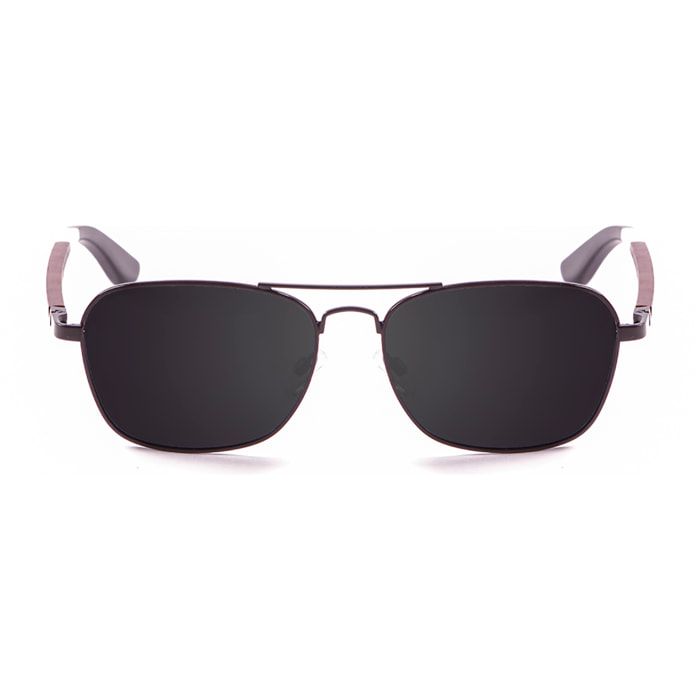 Gafas de sol OCEAN SORRENTO - De brazo negro de madera de peral con montura frontal de metal negro mate / Ahumada