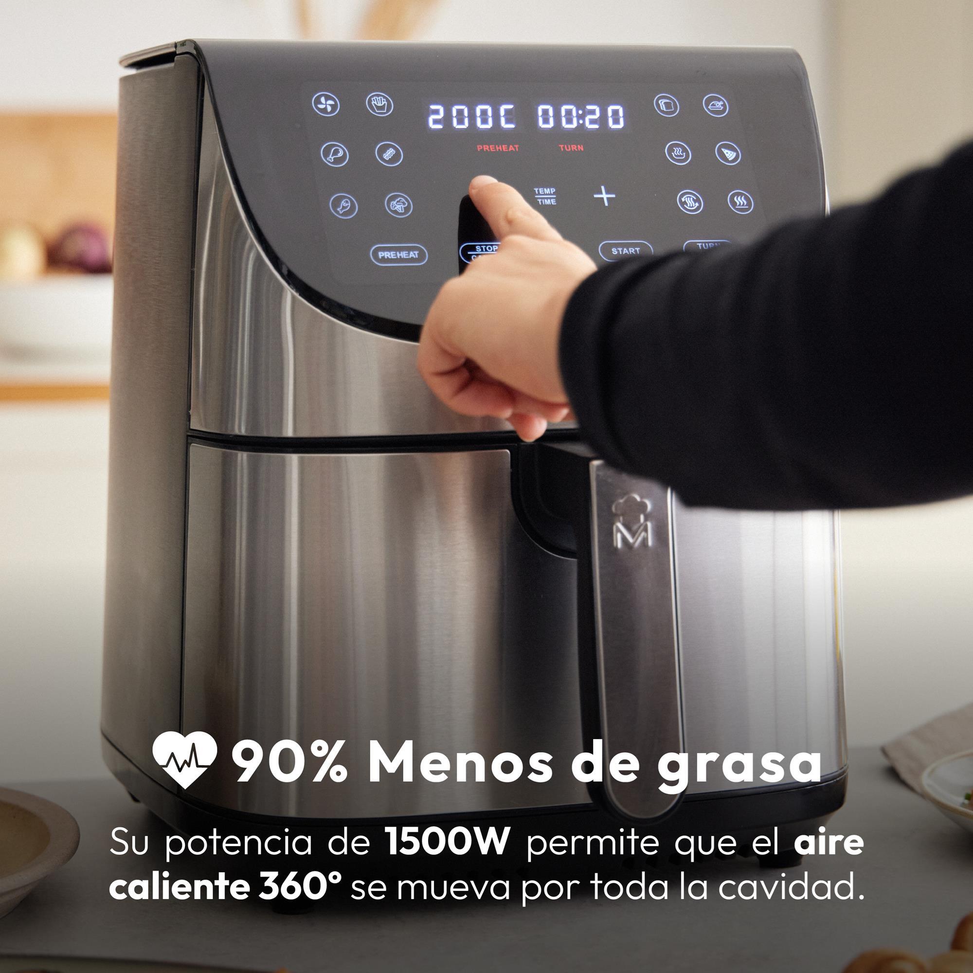MasterPro ROCKET 700 - Freidora de Aire 1800W 7L - 12 Programas - Pantalla LED Táctil - Temperatura Ajustable - Recetario Online - Fácil Limpieza