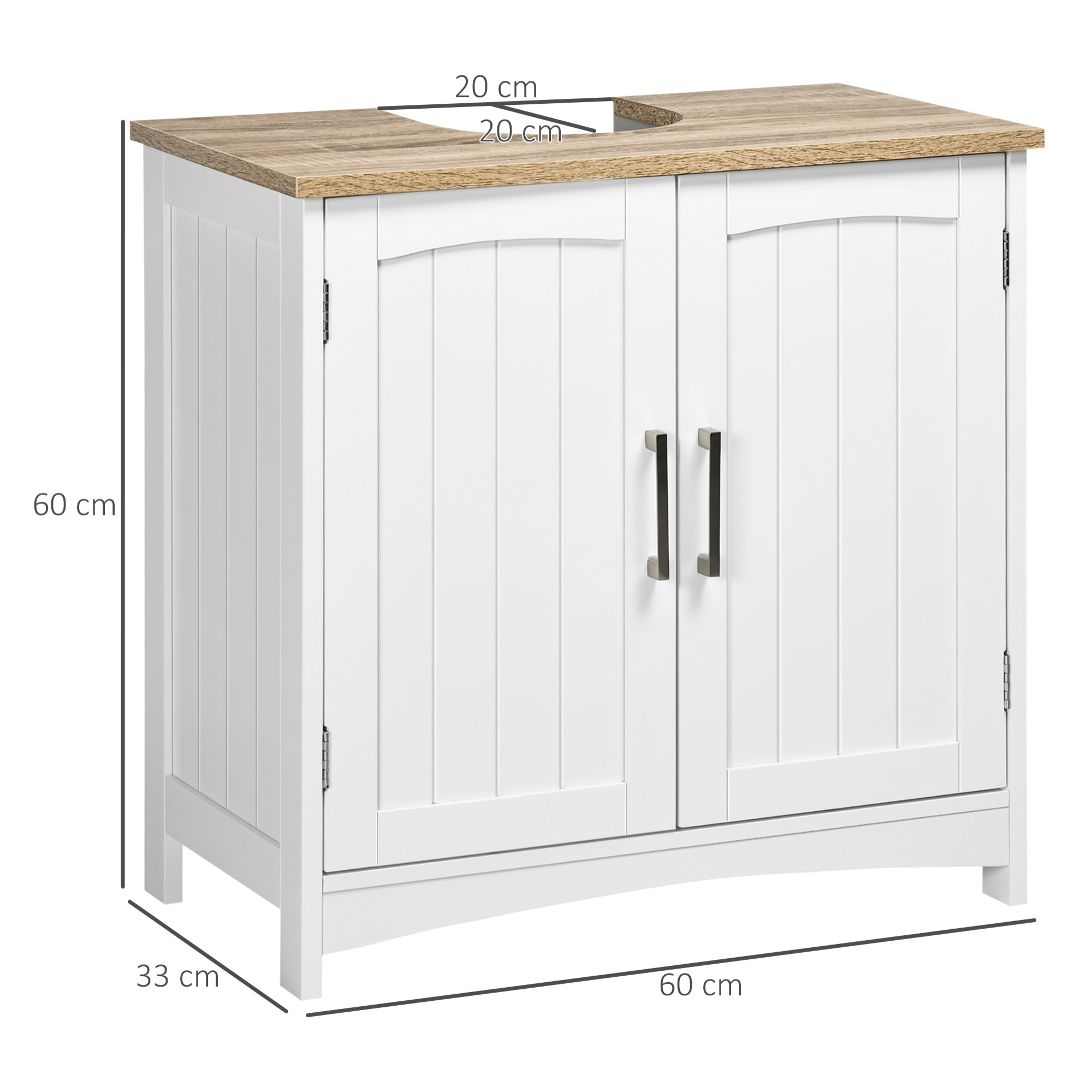 Mueble para Debajo del Lavabo con 2 Puertas Estante Ajustable 60x30x60 cm Blanco