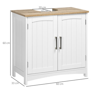 Mueble para Debajo del Lavabo con 2 Puertas Estante Ajustable 60x30x60 cm Blanco