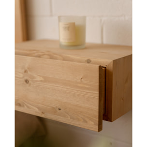 Pack de deux chevets flottants en bois massif chêne moyen 15x40cm Hauteur: 15 Longueur: 40 Largeur: 25.5