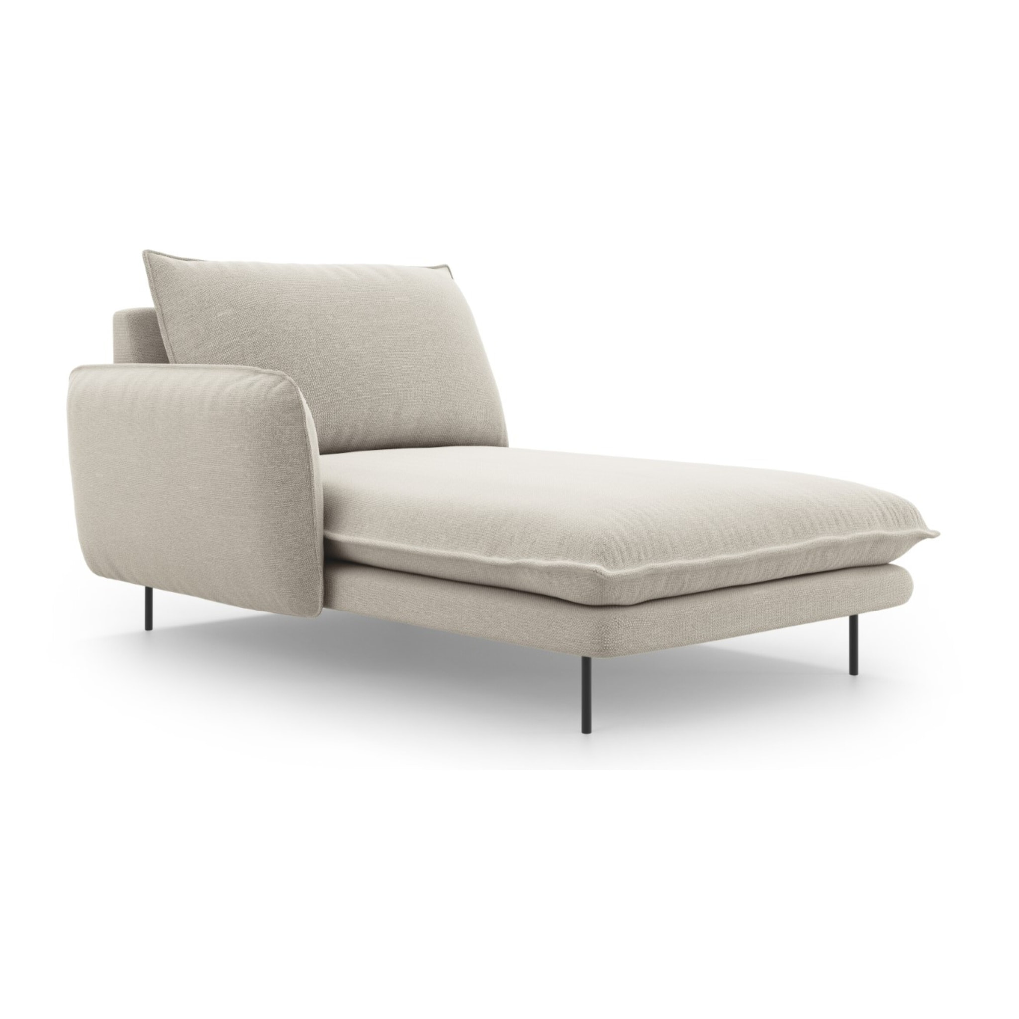 Méridienne gauche "Vienna" en tissu structurel beige clair