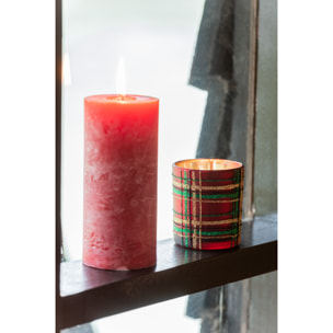 J-Line bougeoir Quadrillé - verre - rouge/vert - large - 2 pièces