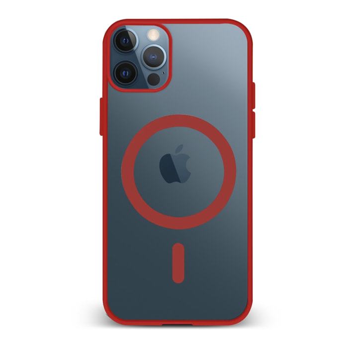 DAM Custodia ibrida anti-shock  Magsafe per iPhone 12 / 12 Pro. Bordi in silicone e retro in PVC. 7,43x1,02x14,95 cm. colore rosso