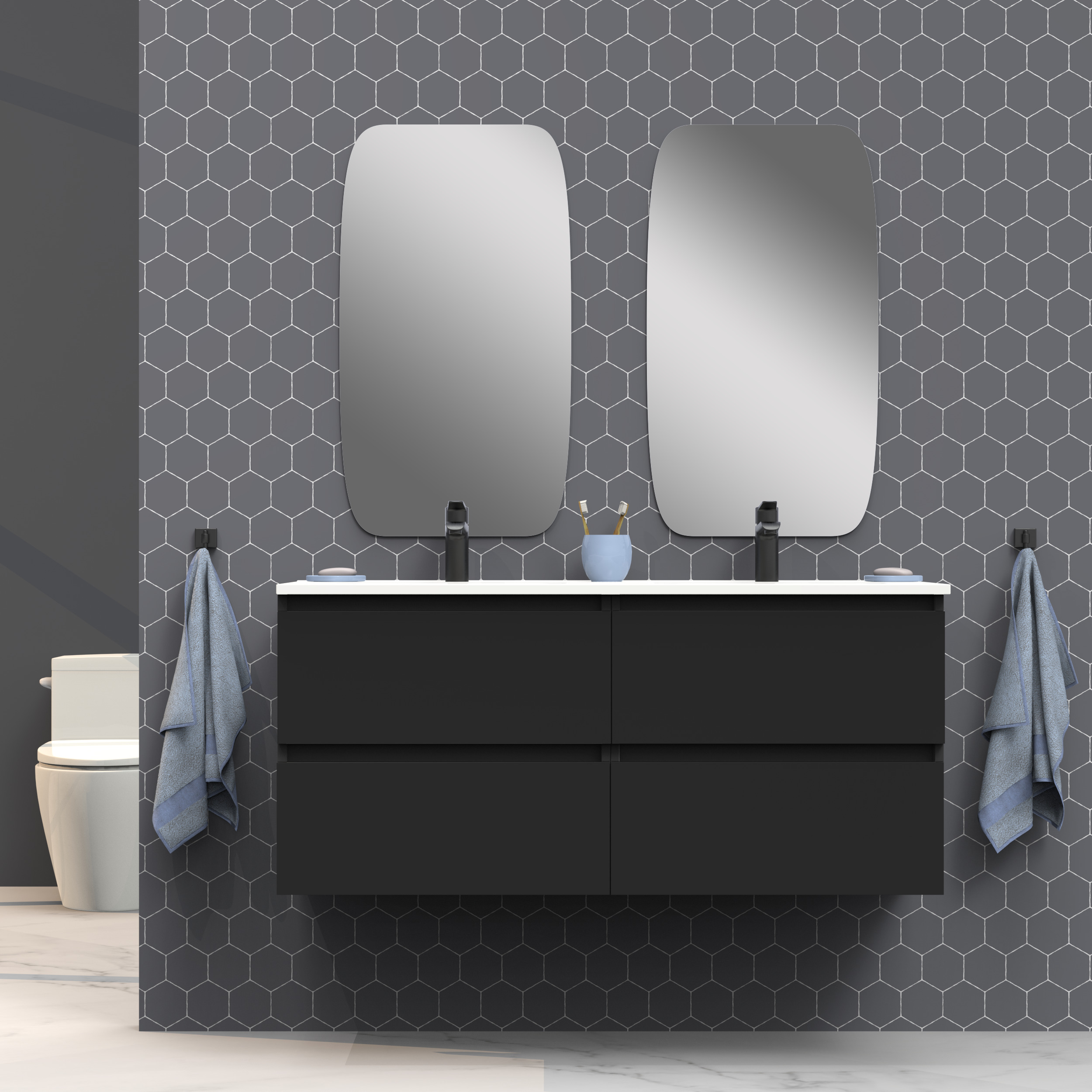 Ensemble de salle de bain IRONA 2C, 120cm, comprend lavabo et miroir