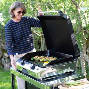 Plancha gaz ENO Fusion 60 Inox 2 brûleurs à poser, 57x39 cm