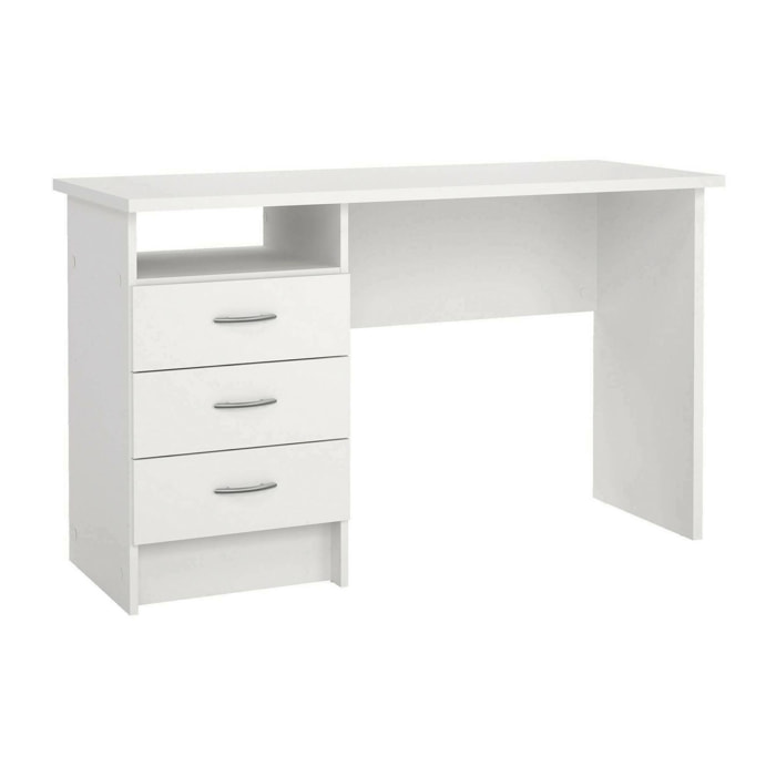Scrivania Andre, Scrittoio multiuso, Tavolo per ufficio porta PC, Piano di lavoro, 120x48 h72 cm, Bianco