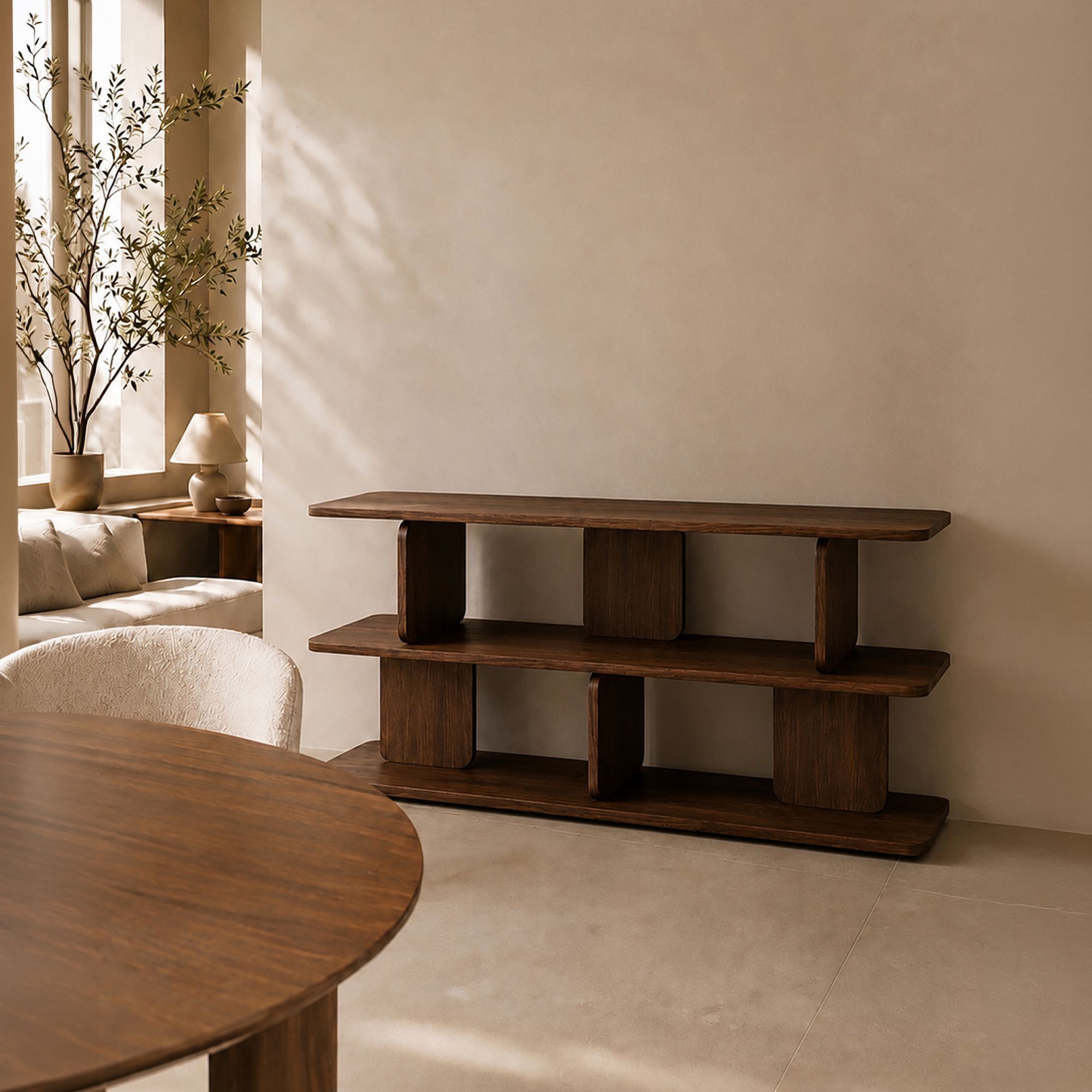 Meuble d'appoint haut effet bois marron OREE