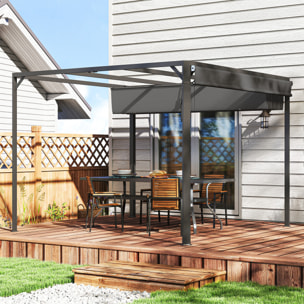 Pérgola de Jardín 3x3 m con Techo Retráctil y Pared Lateral Enrollable, Cenador de Jardín con Estructura de Aluminio, UPF30+, Pabellón para Exterior, Patio, Terraza, Gris Oscuro
