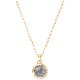 Collana con Pendente in Quarzo Grigio Sfaccettato Placcata Oro Giallo 18kt