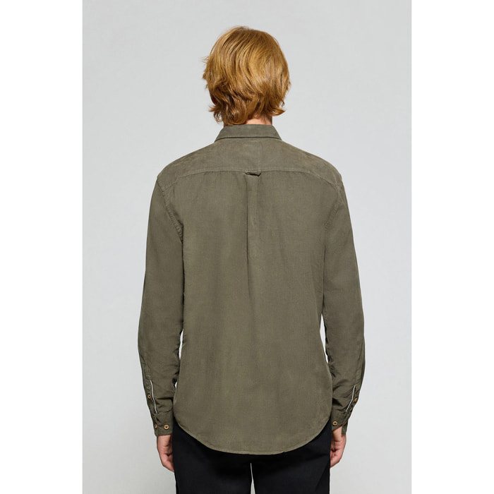 Camicia con tasche Massachusetts verde kaki con ricamo Polo Club