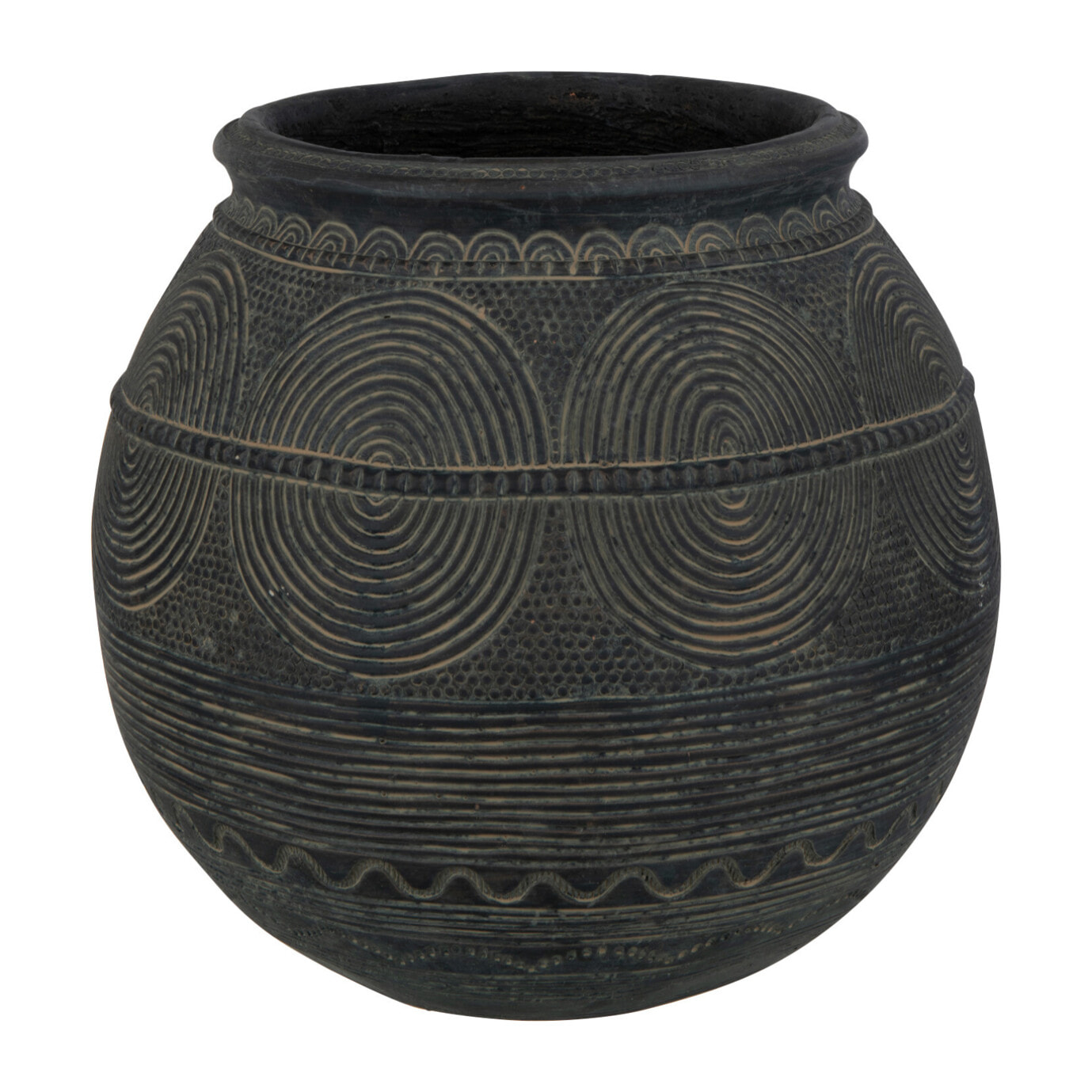 J-Line vase Cruche Cercle - ciment - noir/marron - small - 27.5 cm hoog