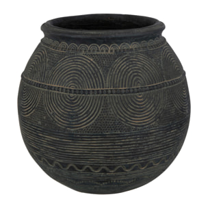 J-Line vase Cruche Cercle - ciment - noir/marron - small - 27.5 cm hoog