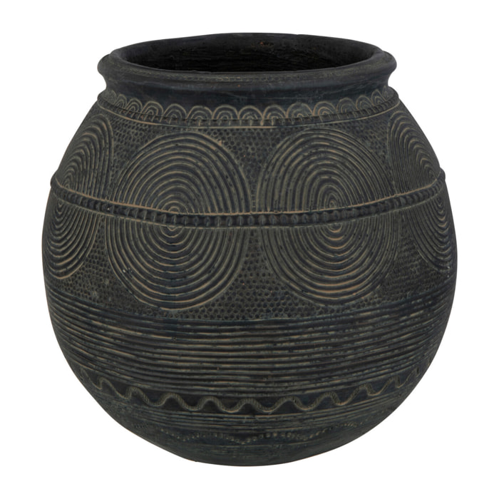 J-Line vase Cruche Cercle - ciment - noir/marron - small - 27.5 cm hoog
