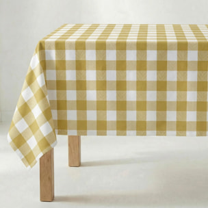 Nappe antitache au toucher tissu imperméable Carreaux Moutarde