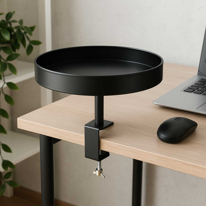 Bandeja redonda de metal pintado en negro - ø 36cm, profundidad 5cm - con tornillo de sujeción