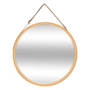 MIROIR MUR CUIR ROND BAM D38