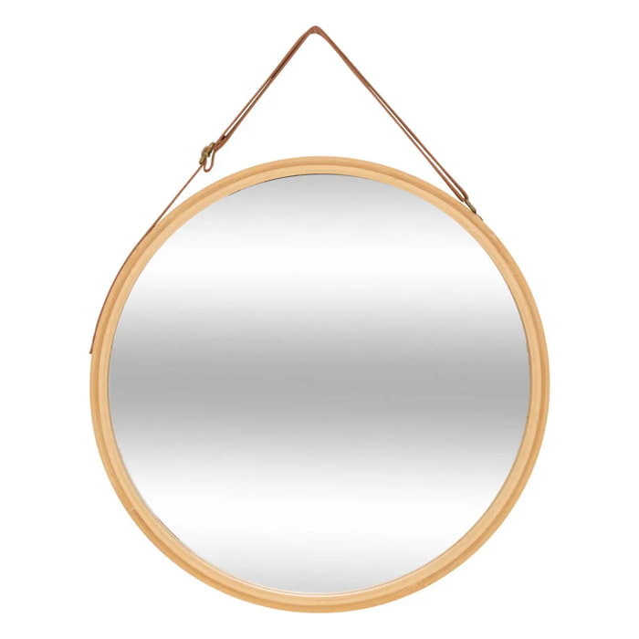 MIROIR MUR CUIR ROND BAM D38