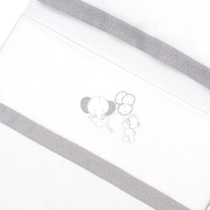 Triptico Cuna Franela Oso Elefante Globos Bco/Gris