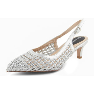 Slingback Donna colore Argentato-Altezza tacco:6cm