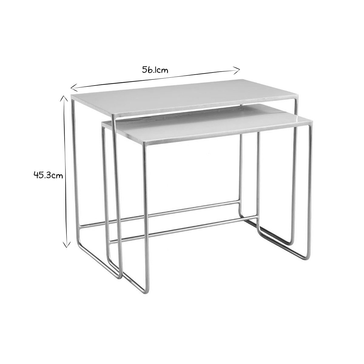 Tables basses gigognes rectangulaires design blanc et métal doré (lot de 2) WESS