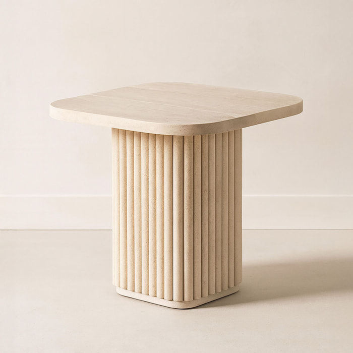 Table d'appoint carré effet travertin 40cm SUSAN