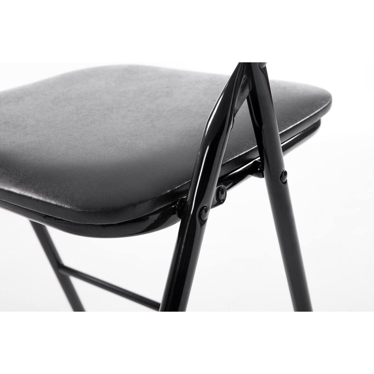 Set 6 Sedia Pieghevole Slim Opaca Metallo Sedie Salvaspazio Ufficio Casa Campeggio Salotto Cucina Ecopelle Comoda Seduta Imbottita 78x44x44 cm Nero