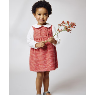 Vestido tweed brillo con cuello y mangas viella blanca