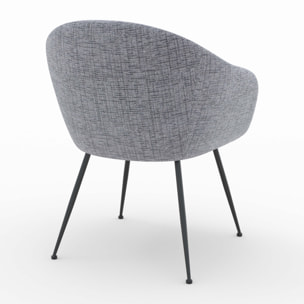 Fauteuil en tissu gris chiné et pieds en métal noir - Socky
