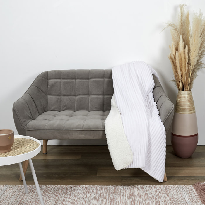 Plaid - HOME DECO FACTORY - Flanelle - Côtelé - Sherpa - Blanc