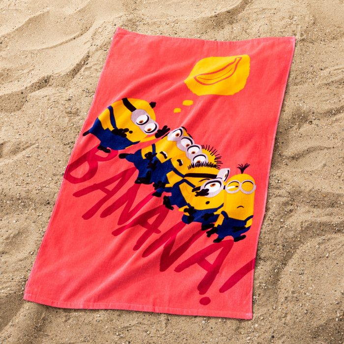 Drap de plage imprimé 100% coton, MINIONS BANANA