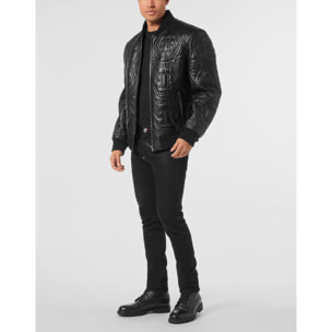 PHILIPP PLEIN Bomber de cuero MONOGRAM