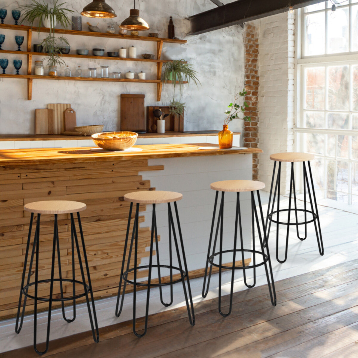 Tabourets de bar industriels pieds épingle Missouri - lot de 4