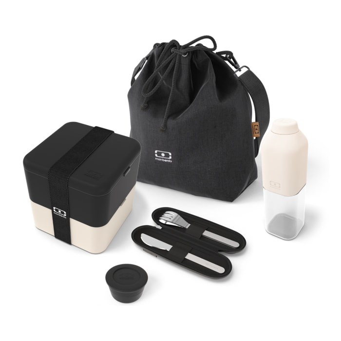 Set repas lunch box 2 étages 1,7L + sac de transport + couverts