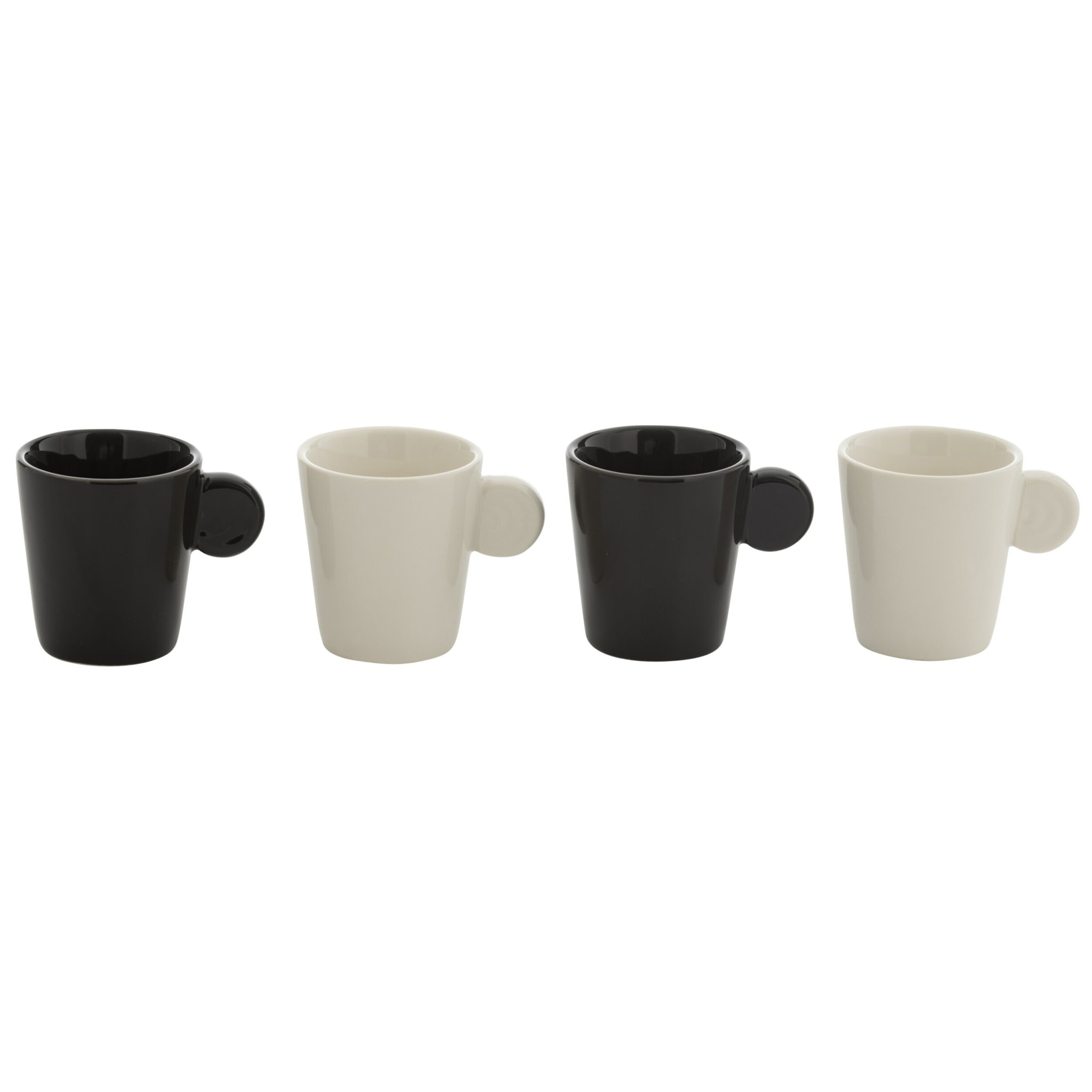 J-Line tasse Anse - céramique - noir/blanc - boîte de 4
