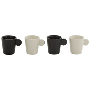 J-Line tasse Anse - céramique - noir/blanc - boîte de 4