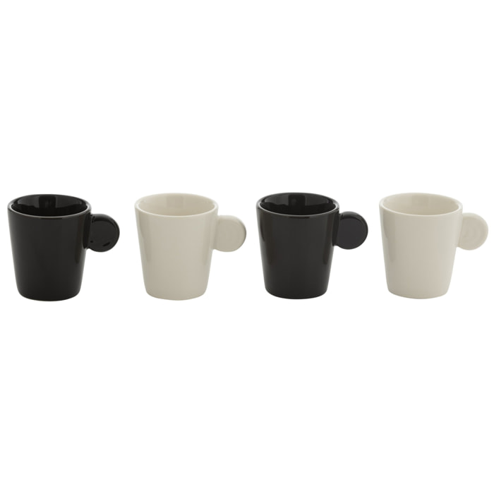 J-Line tasse Anse - céramique - noir/blanc - boîte de 4