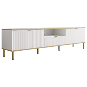 Hope - meuble tv 181 cm - 2 portes et 1 tiroir - Blanc / Doré