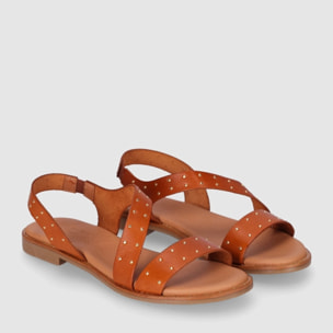 Sandalias de Piel - Cuero - Tacón: Bajo