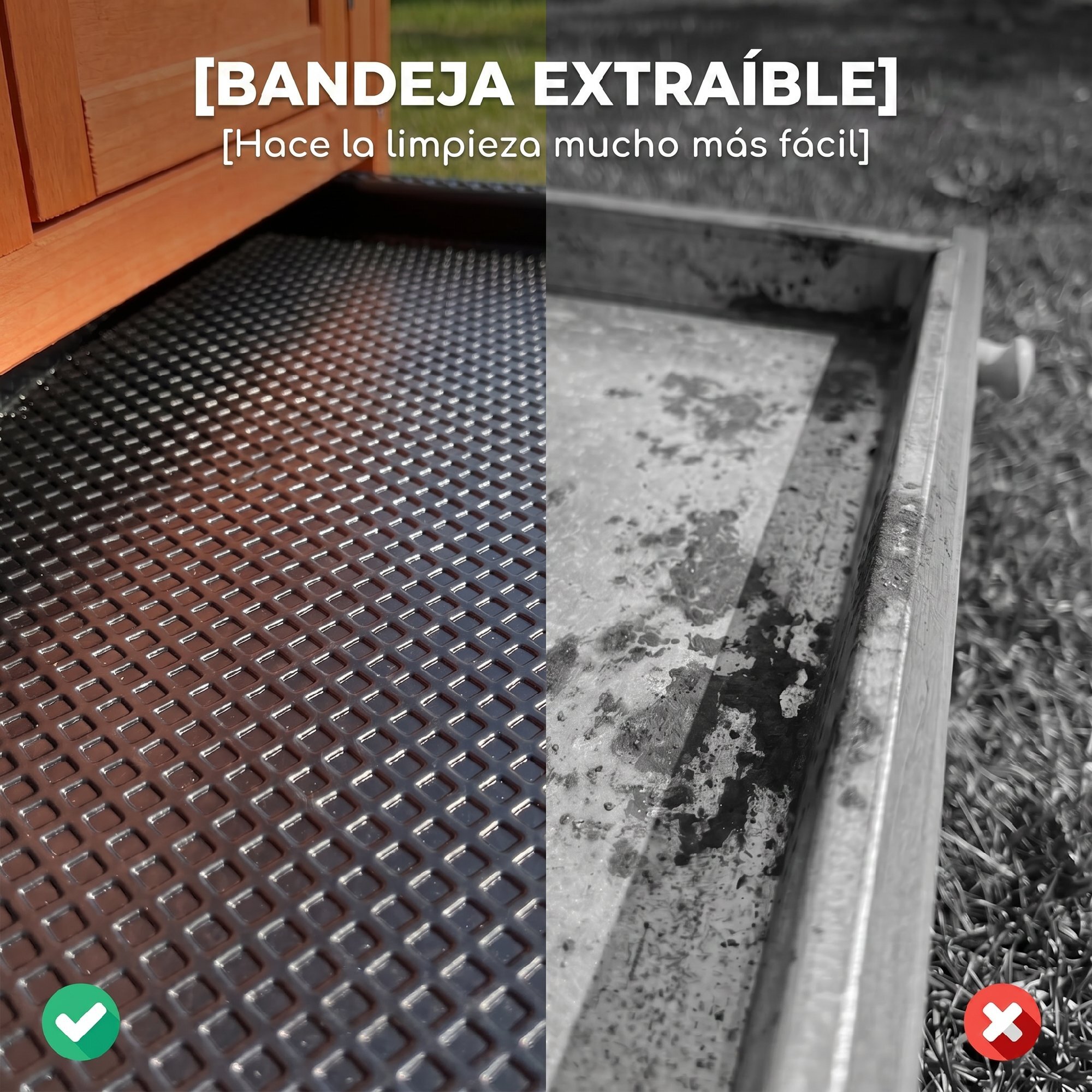Conejera de Madera, Jaula para Conejos Medianos con Techo Asfáltico Abatible, Bandeja Extraíble, Puerta con Pestillo, Conejera Elevada Exterior, para Cobayas y Chinchillas, 90x45x65 cm, Naranja