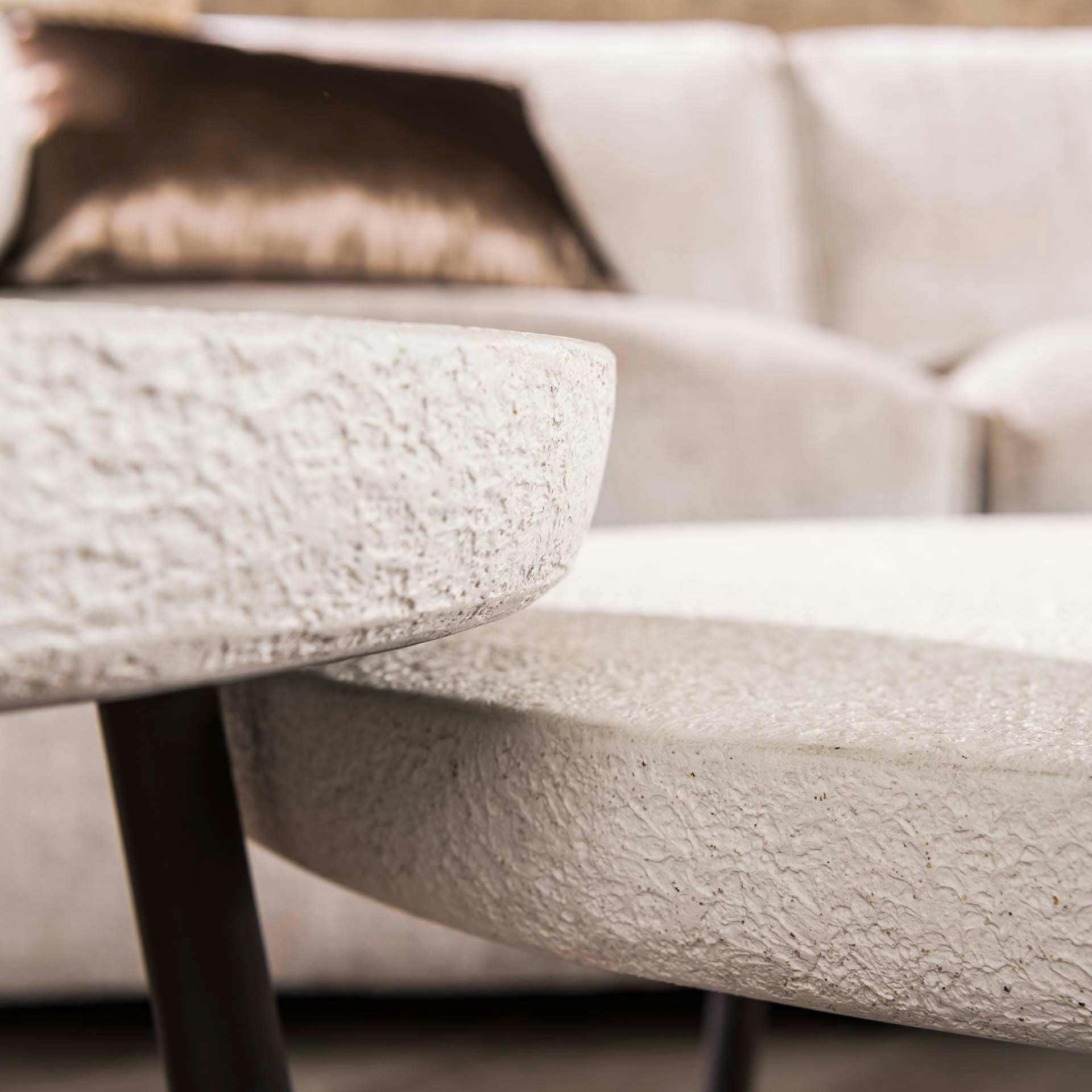 Table de salon blanche en marbre composite forme ronde (lot de 2) TAJ
