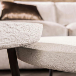 Table de salon blanche en marbre composite forme ronde (lot de 2) TAJ