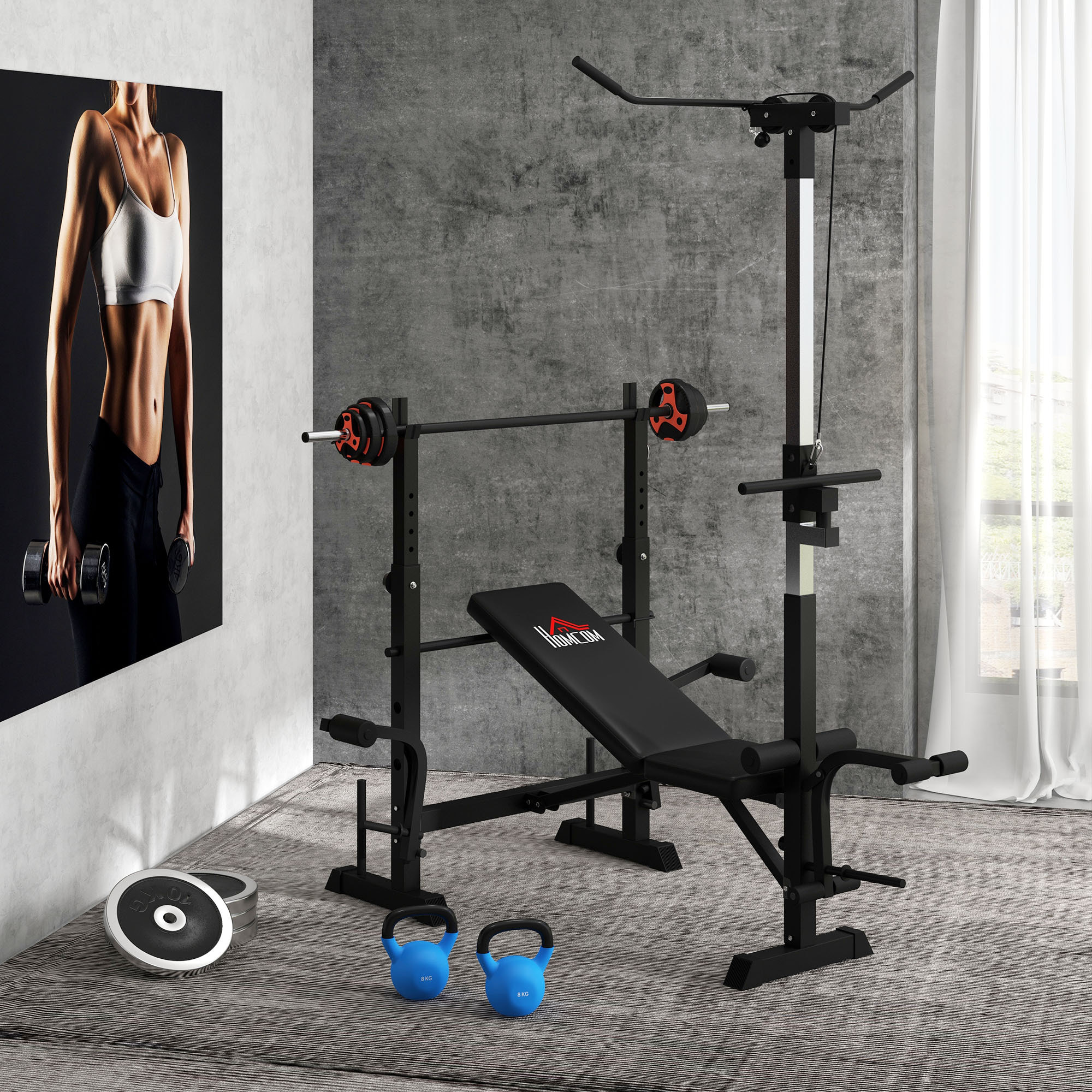 Juego de Barra de Pesas 20 kg Set de Pesas Ajustables con 6 Discos 1,25 kg 2,5 kg 5 kg y 1 Barra Juego de Mancuernas para Entrenamiento Culturismo en Gimnasio Casa Ø27x140 cm Negro y Rojo