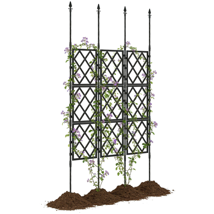 Enrejado de Jardín Plegable, Soporte para Plantas Trepadoras con Montaje DIY y Marco de Acero para Frutas, Verduras, Flores, Decoración Exterior, Patio, Terraza, 85x2x197 cm, Negro