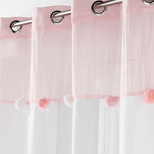 Voilage à pompons colorés - Rose Clair