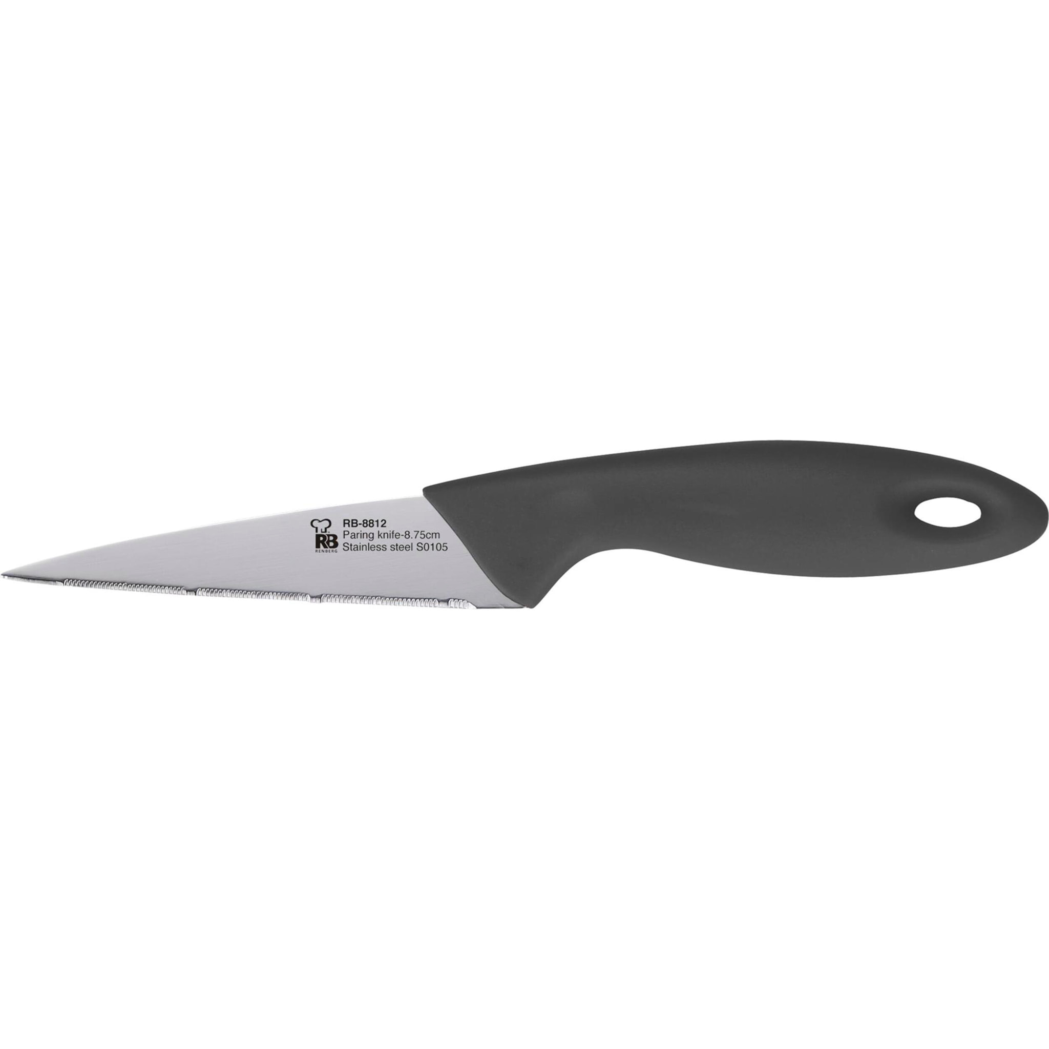 RENBERG Dresde Juego de Cuchillos 6 Piezas con Bloque de Madera, Acero Inoxidable, Color Negro