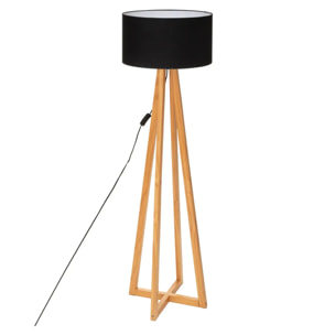 Lampadaire "Molu" - bois et noir H140 cm