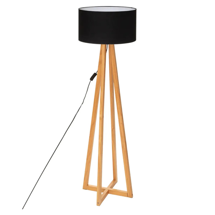 Lampadaire "Molu" - bois et noir H140 cm